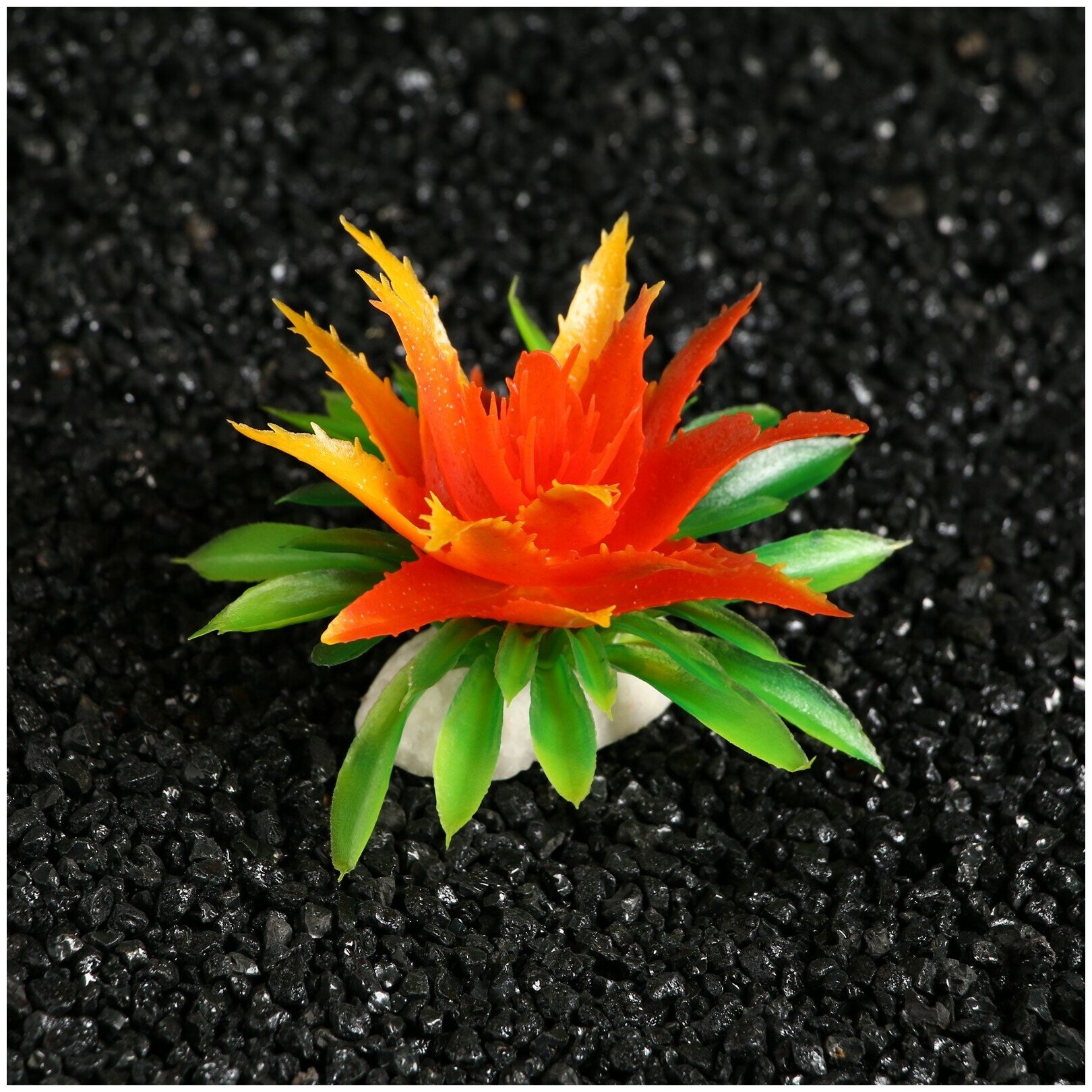 Пижон Аква Растение искусственное аквариумное, 11х9х6 см, (набор 2 шт), красно-оранжевый - фотография № 2