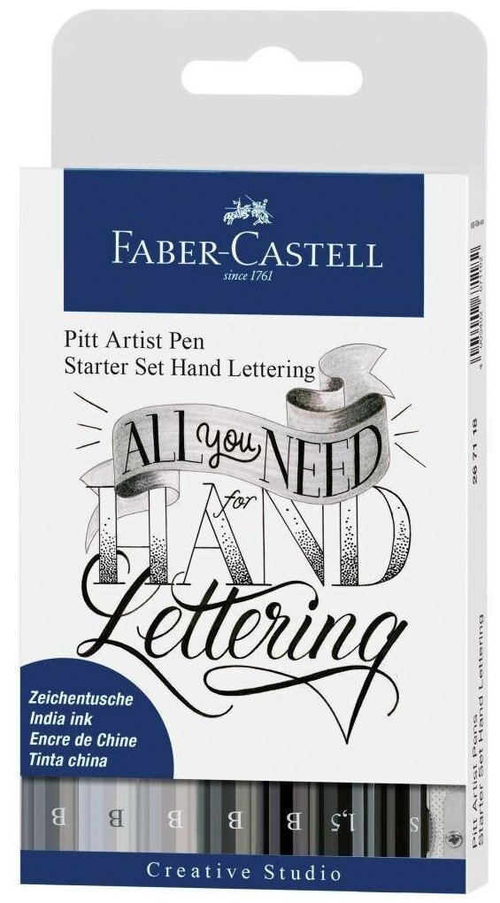 Faber-Castell Набор для леттеринга "Серый", оттенки серого, 8 шт sela