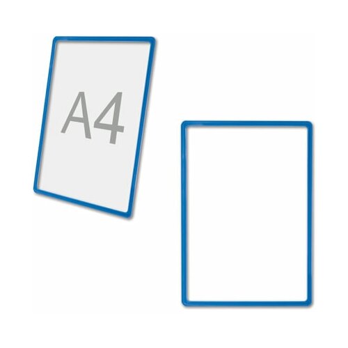 Рамка POS для ценников рекламы и объявлений А4 синяя без защитного экрана, 10 шт