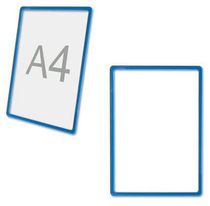 Рамка POS для ценников, рекламы и объявлений А4, синяя, без защитного экрана, 290250, 2 штуки