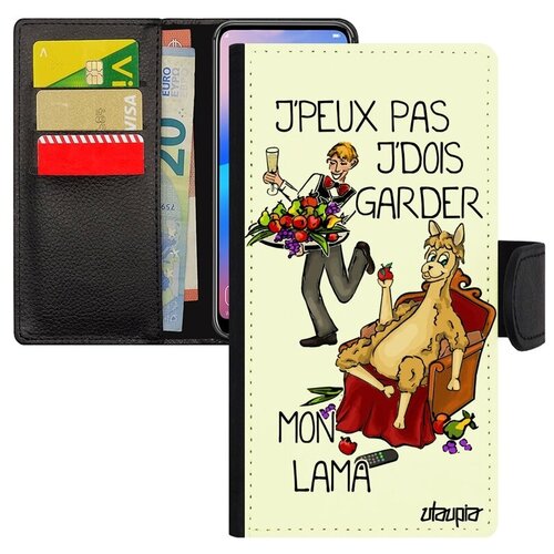 фото Красивый чехол книжка на смартфон // xiaomi mi 8 // "не могу - у меня лама!" комикс прикольный, utaupia, белый