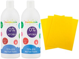 FRESHBUBBLE Гель для мытья полов без аромата 1 л х2 шт. + салфетки для уборки 3 шт