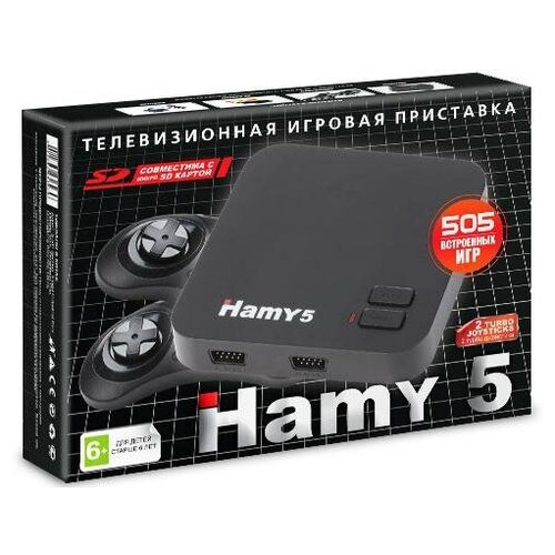 Игровая приставка 8 bit + 16 bit Hamy 5 (505 в 1) + 505 встроенных игр + 2 геймпада + USB кабель (Черная) игровая приставка 8 bit n f s 99999 в 1 15 встроенных игр 2 геймпада черная