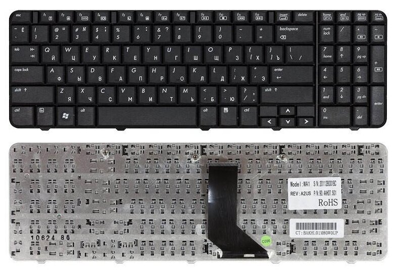 Клавиатура для ноутбука Compaq Presario CQ60-220TU черная 1020₽