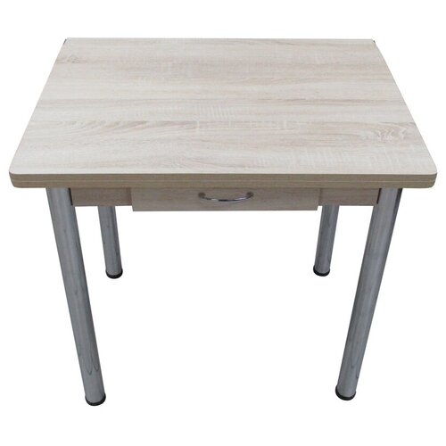 Стол обеденный Ломберный поворотно-раскладной с ящиком 78*58 см. Дуб сонома ноги хром.Стол кухонный.