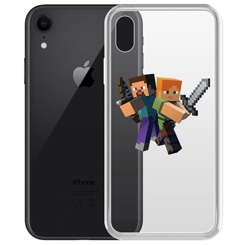 Чехол-накладка Krutoff Clear Case Стив и Алекс для iPhone XR чехол накладка krutoff soft case minecraft алекс для iphone 6 6s черный