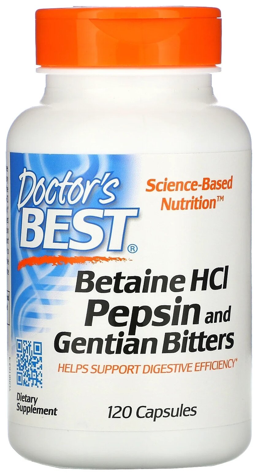 Капсулы Doctor's Best Betaine HCL Pepsin and Gentian Bitters