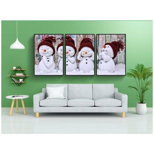 фото Набор модулных постеров для интерьера "снеговик, фигура, милый" 60x90 см. в тубусе, без рамки lotsprints