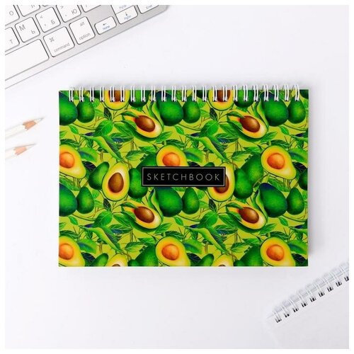фото Скетчбук горизонтальный на гребне sketchbook avocado, а5,80 листов artfox