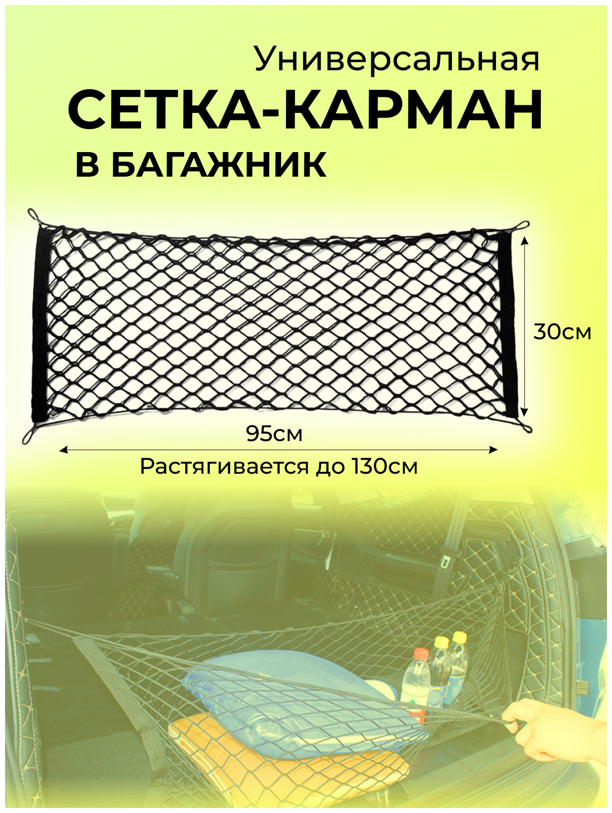 Багажная двухслойная сетка-карман органайзер в автомобиль