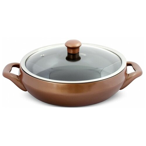 Сотейник Gourmet со стеклянной крышкой с двумя ручками 28см., 3.5л. красный