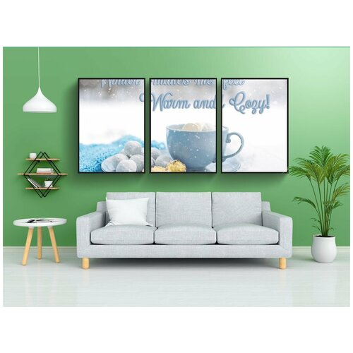 фото Набор модулных постеров для интерьера "горячий шоколад, уютный, зима" 60x90 см. в тубусе, без рамки lotsprints