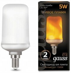 Светодиодная лампа Gauss LED T65 Flame 5W E14 20-80lm 1500K