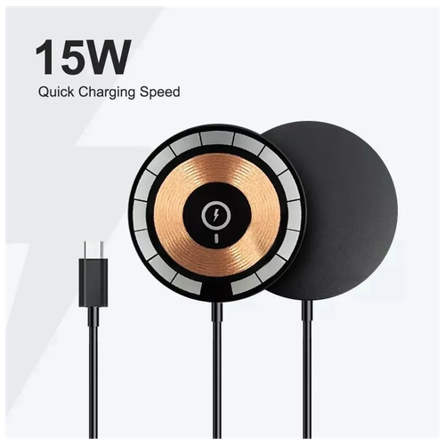 Беспроводное зарядное устройство для iPhone 13 / 12 / 14 серии Type-C / быстрая зарядка кабель MagSafe 15W / прозрачное магнитное автомобильное беспроводное зарядное устройство а7s с автоматическим зажимом qi быстрая зарядка