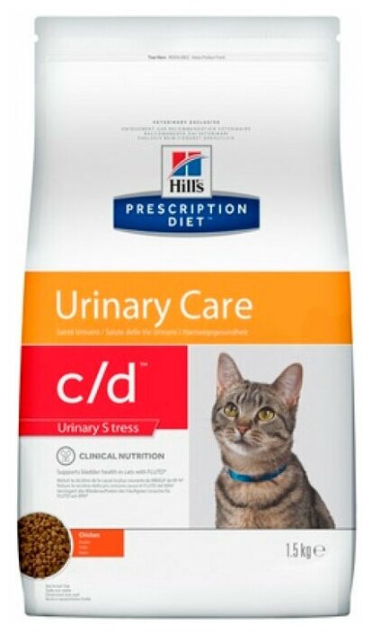 Сухой корм Hill's для кошек C/D Стресс полноценный диетический рацион при цистите 1,5 кг