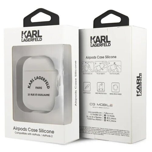 Lagerfeld для Airpods чехол Silicone case with ring RSG logo White