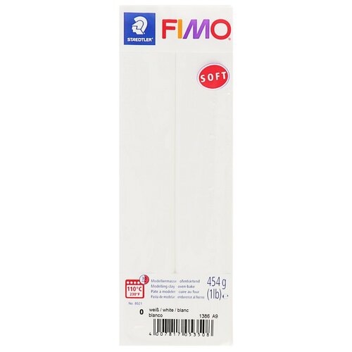 Полимерная глина запекаемая 454 г FIMO soft, белый FIMO глина полимерная soft запекаемая 454 грамма мандарин