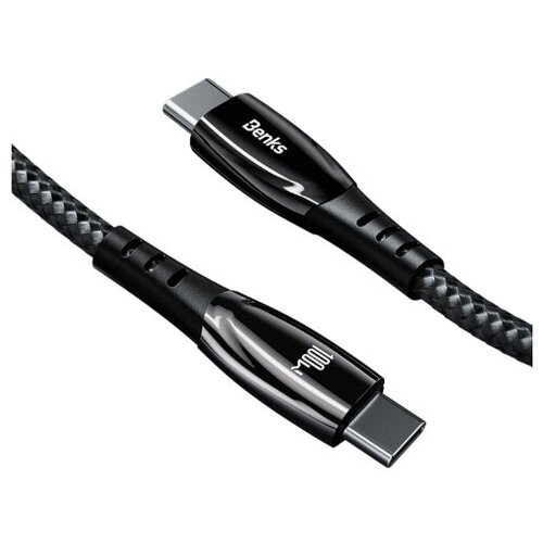 Кабель Benks D41 Type-C to Type-C Zinc Alloy Fast Charging Cable 100W/5A 1.2M / кабель быстрой зарядки черный