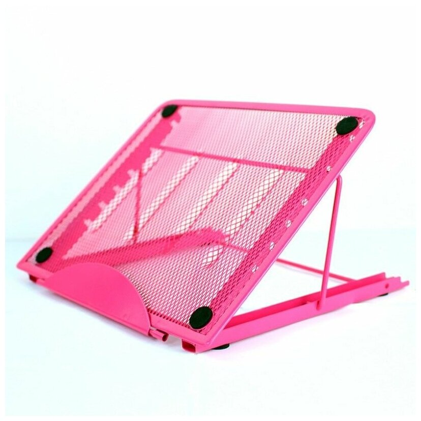 Складная металлическая подставка для ноутбука и планшета Base Flat Table, регулируемая (розовая)