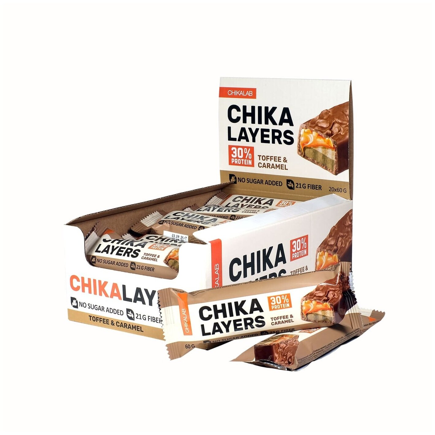 Bombbar Chikalab – Chika Layers 20шт по 60г (Арахис и соленая карамель)