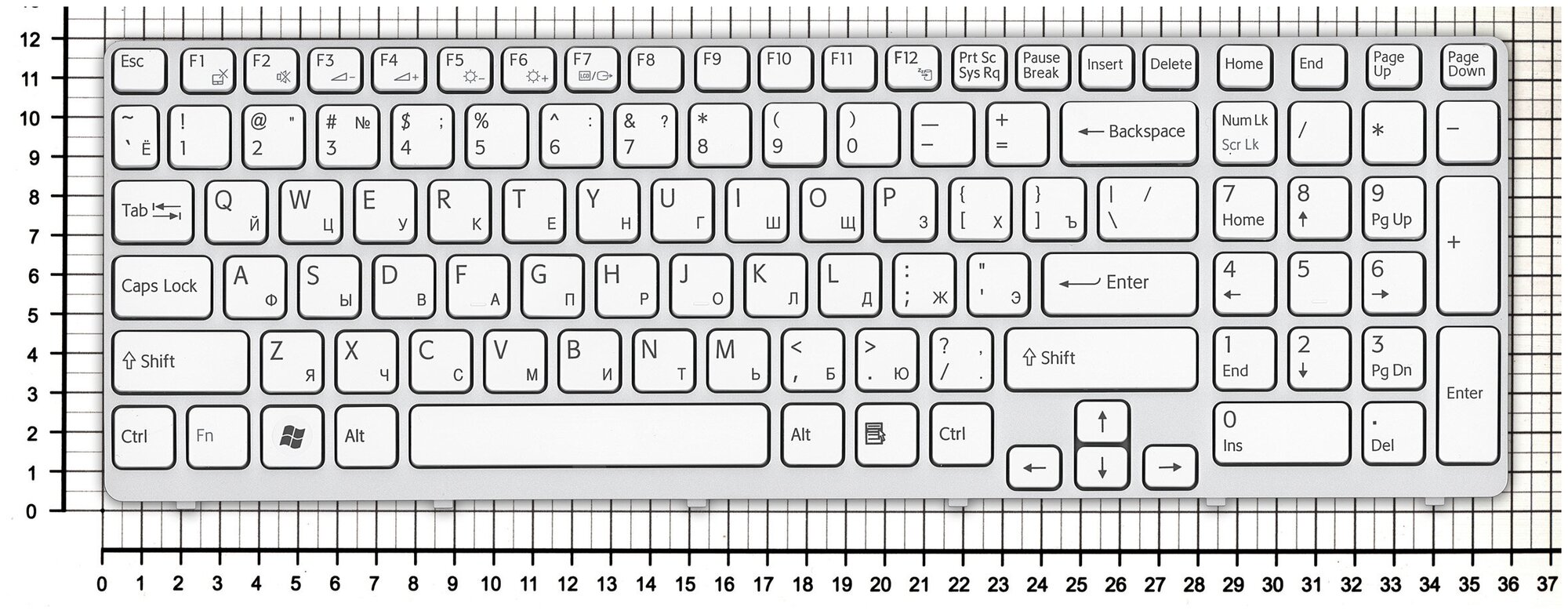 Клавиатура для ноутбука Sony Vaio SVE1511X1RB белая с рамкой