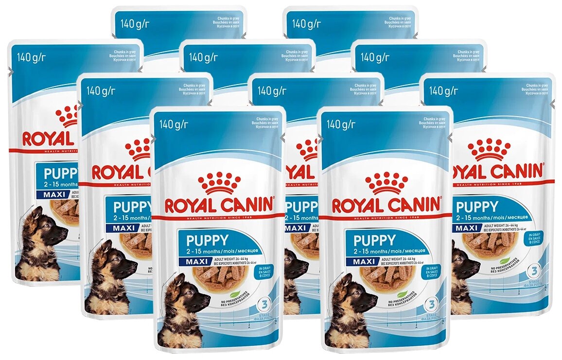 Влажный корм для щенков Royal Canin при чувствительном пищеварении 1 уп. х 10 шт. х 140 г