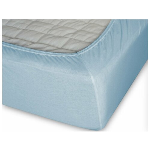 фото Простыня cleo трикотажная на резинке 90*200*25 9/06 (голубой)