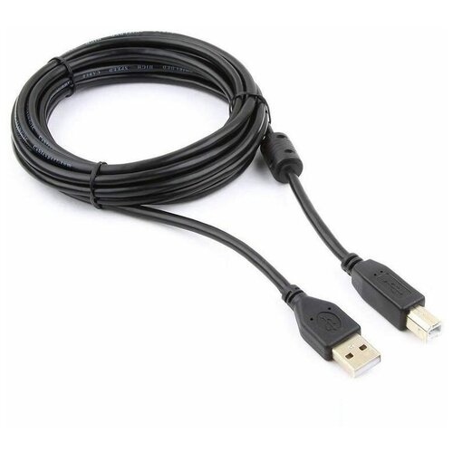 Кабель USB2.0 Gembird, USB-A (m) - USB-B (m), 3м, черный (CCF-USB2-AMBM-10) кабель cablexpert usb 2 0 pro am bm 3м экран прозрачный ccf usb2 ambm tr 10 16205171