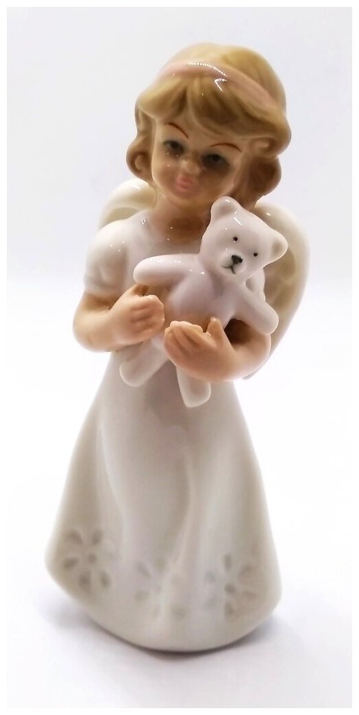 Статуэтка фигурка Ангел с мишкой 12см фарфор для интерьера, сувениры и подарки, декор для дома, фигурки коллекционные