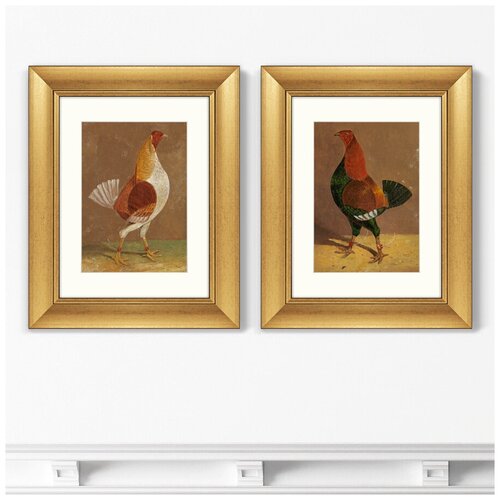 Купить Набор из 2-х репродукций картин в раме Fighting Cocks, 1829г. (II). Размер картины: 40, 5х50, 5см, Картины в Квартиру +