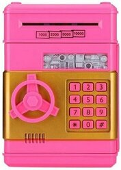 Копилка сейф электронная для денег с кодовым замком и купюроприемником Розовая