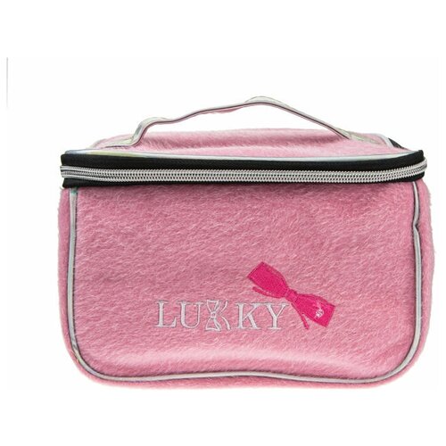 фото Lukky косметичка-чемоданчик с ворсом и вышивкой lukky, розовая