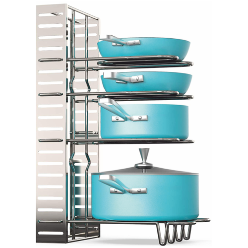 Органайзер стойка для сковородок, кастрюль, крышек 5 уровней. Подставка-держатель сковородок
