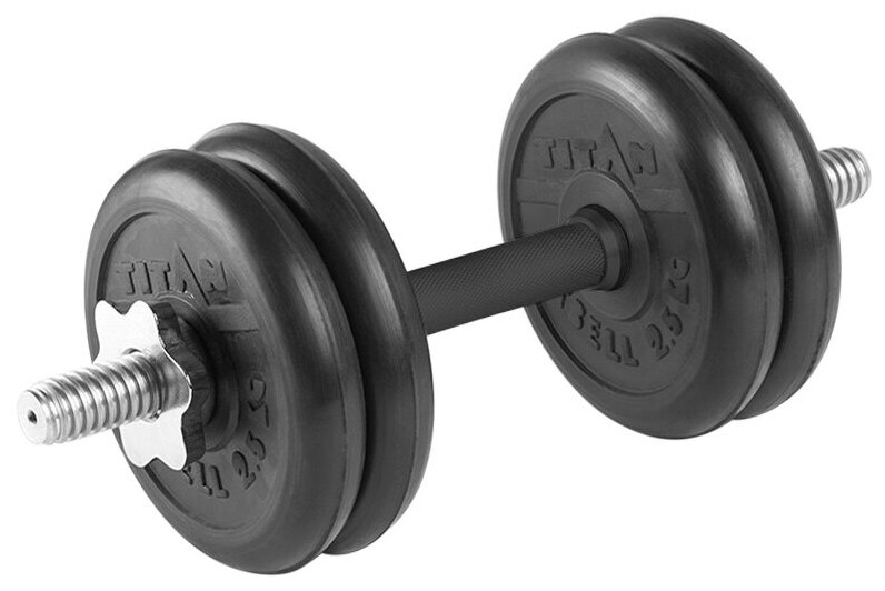 Гантель разборная 12,5 кг TITAN Barbell - d31, Комплектация №1 с обрезиненной ручкой