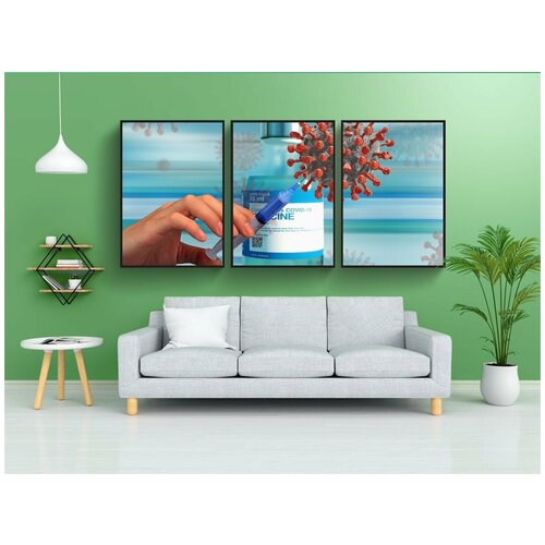 фото Набор модулных постеров для интерьера "вакцина, исцеление, медицина" 60x90 см. в тубусе, без рамки lotsprints