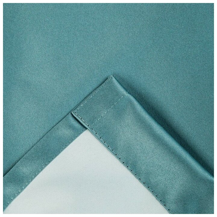 Штора портьерная Этель 270×300 см, двусторонний блэкаут, цвет Серо-голубой, пл. 240 г/м² - фотография № 3