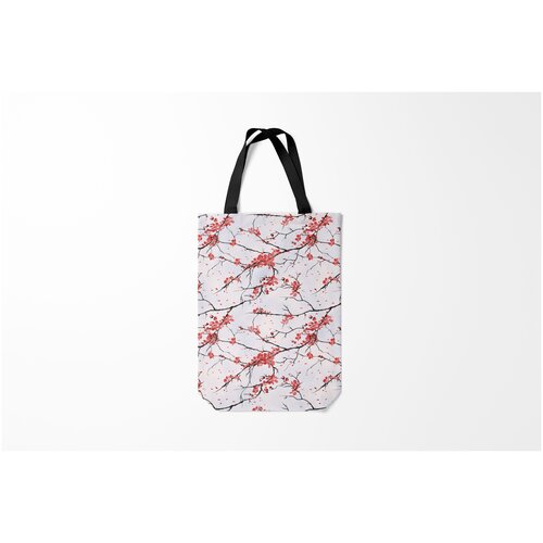 фото Сумка-шоппер / 31х42 см / девушкам / цветочки и бабочки сакура burnettie