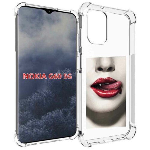 Чехол MyPads губы-вампирши для Nokia G60 5G задняя-панель-накладка-бампер