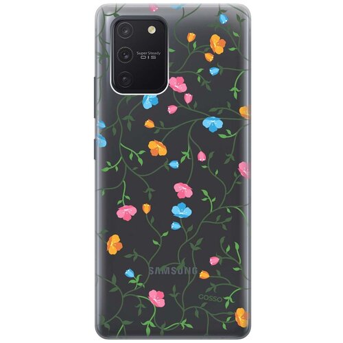 фото Ультратонкий силиконовый чехол-накладка clearview для samsung galaxy s10 lite с 3d принтом "сurly flowers" gosso