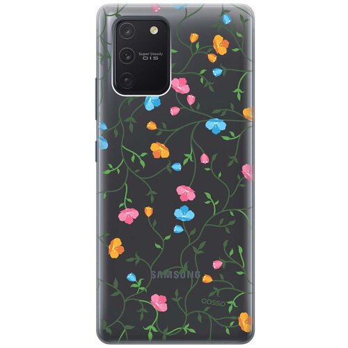 Ультратонкий силиконовый чехол-накладка Transparent для Samsung Galaxy S10 Lite с 3D принтом Сurly Flowers ультратонкий силиконовый чехол накладка transparent для samsung galaxy a41 с 3d принтом сurly flowers