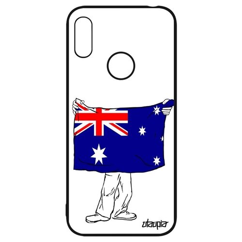 фото Защитный чехол для телефона // huawei y6 2019 // "флаг австралии с руками" туризм государственный, utaupia, белый