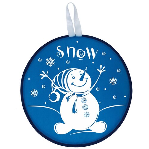 фото Мт13217 сани-ледянка круглая снеговик цвет голубой, 40,5см leader