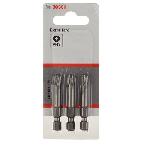 Биты Bosch Extra Hart PH 3, 49 mm (3x) (2607001531)