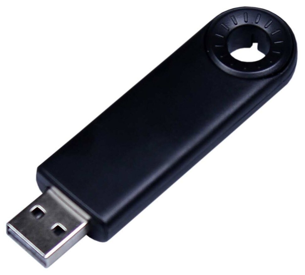 Классическая черная выдвижная пластиковая флешка с круглым отверстием (32 Гб / GB USB 3.0 Черный/Black 035BK)