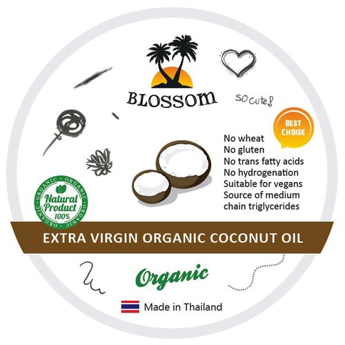 Кокосовое масло 100% натуральное из Таиланда Blossom 500 ml нерафинированное холодный отжим, для кожи и волос