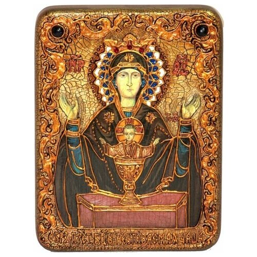 Подарочная икона Божией матери Неупиваемая чаша на мореном дубе 15*20см 999-RTI-226-2m икона божией матери неупиваемая чаша резная деревянная рамка