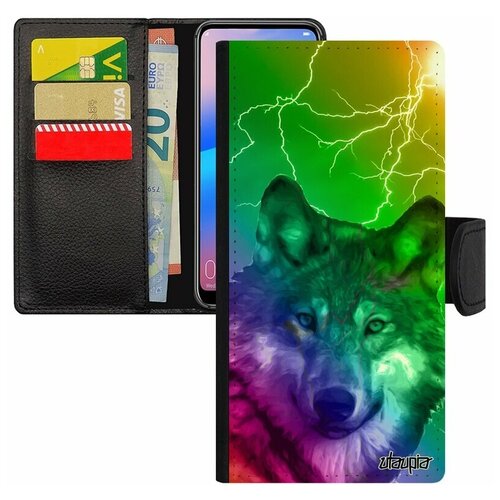 фото Чехол книжка на телефон xiaomi redmi 6a, "дикий волк" wolf лютоволк utaupia