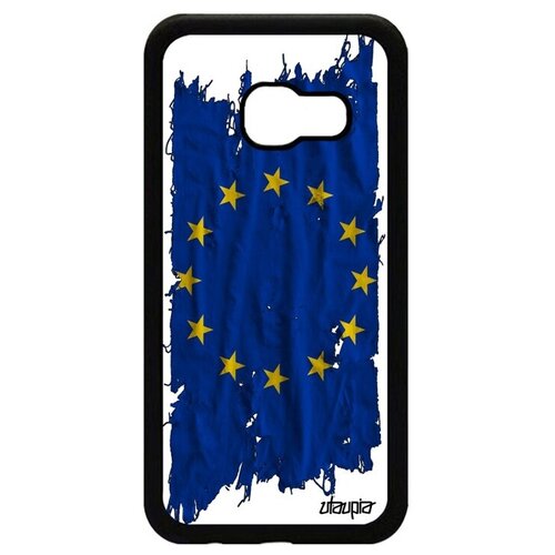 фото Красивый чехол на телефон // samsung galaxy a3 2017 // "флаг европы на ткани" патриот дизайн, utaupia, белый