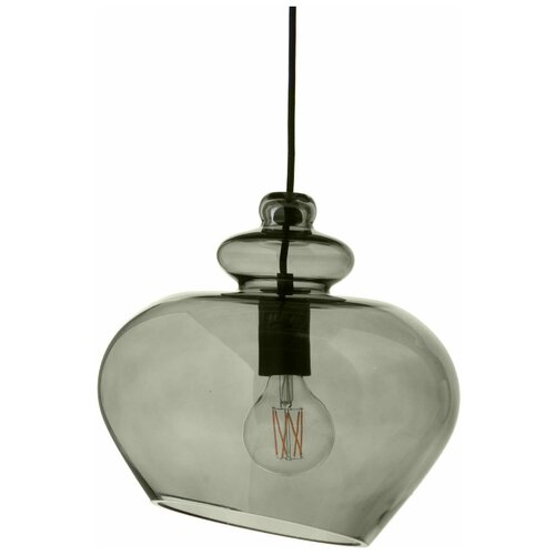 Лампа подвесная 30см Frandsen Grace зеленое дымчатое стекло черный цоколь (Товары от 5 тыс)