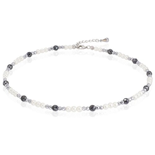 фото Чокер miniature pearl&silver из миниатюрного жемчуга-майорки и ограненного гематита alerie accessories